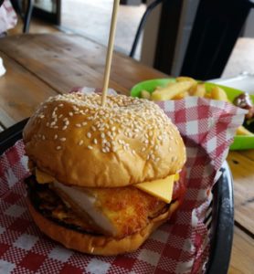 Royale with cheese schnitzel burger